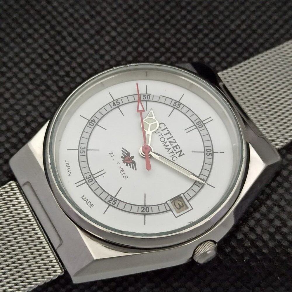 Vintage 1972 Citizen Automatic Mens Silver Watch W/daydate & White accents - Picture 10 of 12